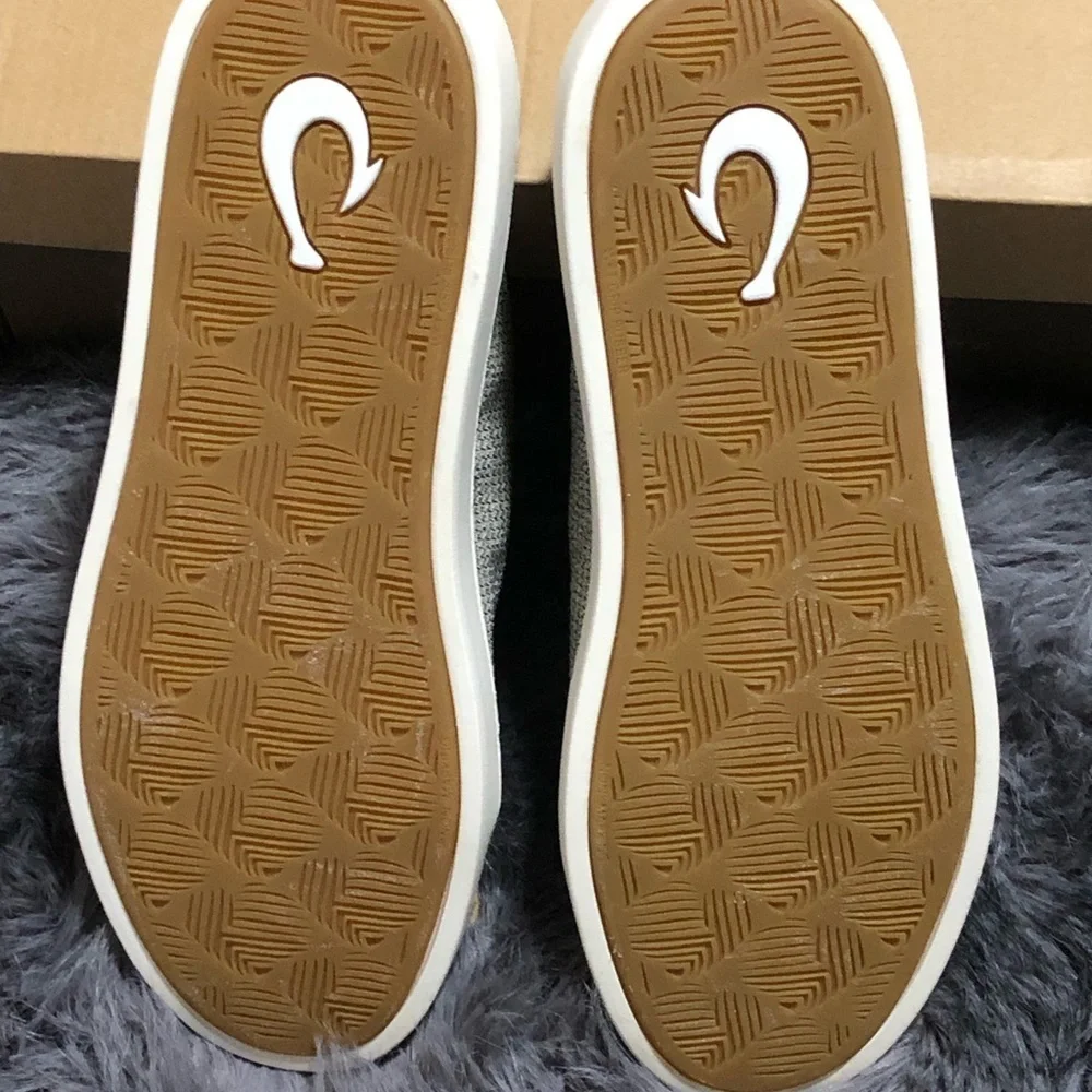 Olukai Womens Pehuea Li Lace up Canvas Sneakers Shoes, Size 7.5, Tapa/White Sand - Picture 5 of 7